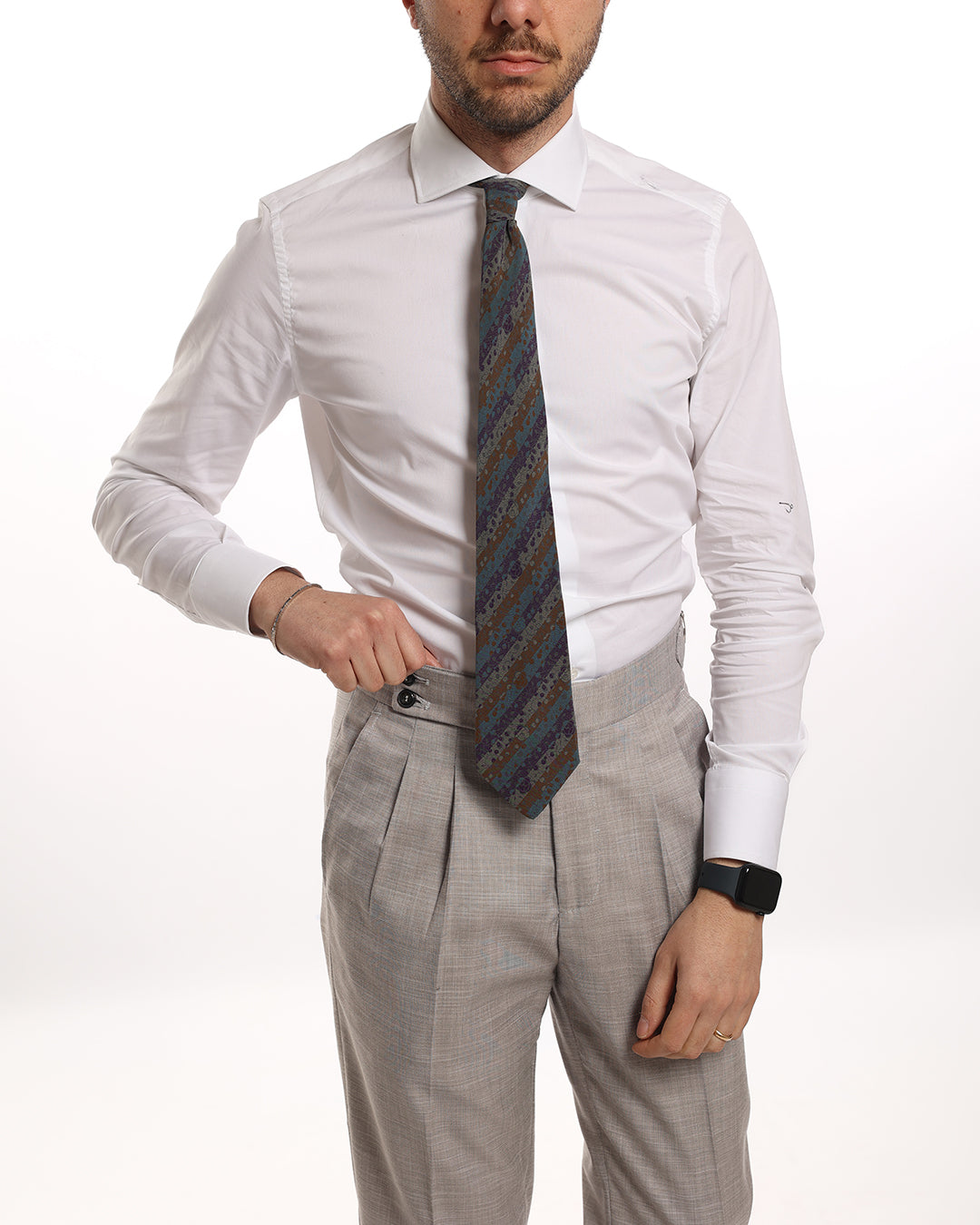 Abito doppio petto monaco grigio perla
